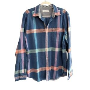 Tommy Bahama Mens Large Blue Plaid Long‎ Sleeve Button Up Casual Shirt